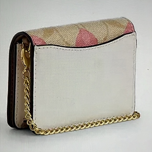 π©· COACH BOXED MINI WALLET ON A CHAIN IN SIGNATURE CANVAS WITH HEART PRINT π©· - Picture 10 of 16